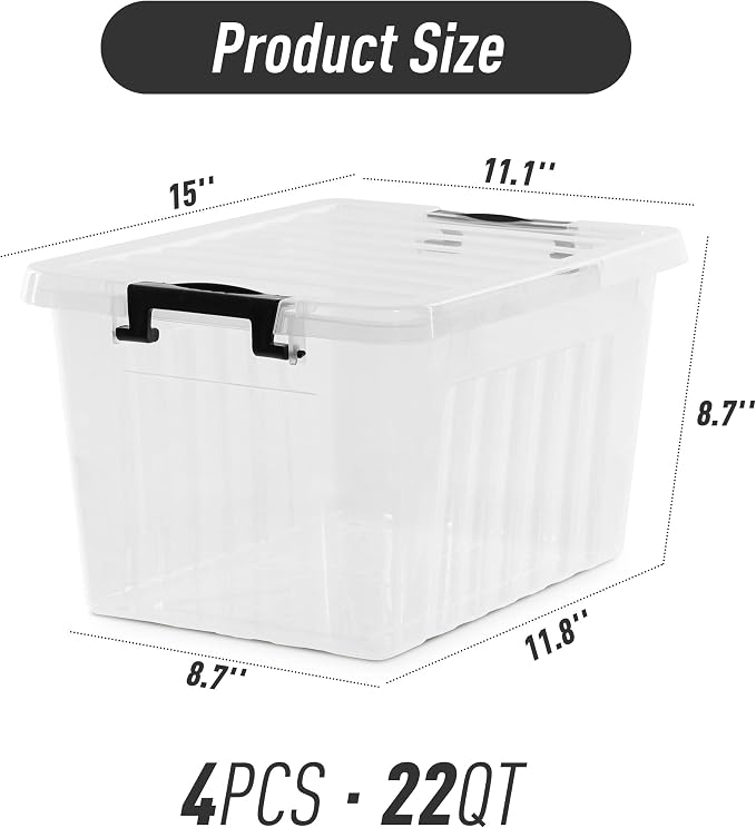Citylife 22 QT Clear Plastic Storage Bins - Image 3