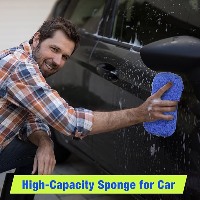 12 Pack Microfiber Car Wash Sponge 9" x 4.3" Large Sponges Two-Sided - Image 6