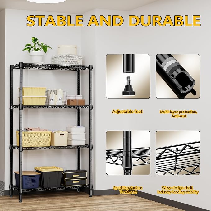 1000 lbs 4 Tier Shelf Metal Storage Shelves Shelving Wire Rack Heavy Duty - Image 7