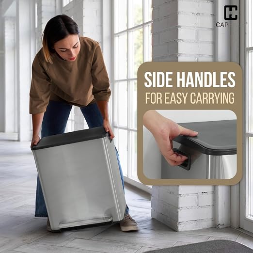 CAPHAUS Dual Trash Can with Lid, Trash and Recycling Bins Combo - Image 8