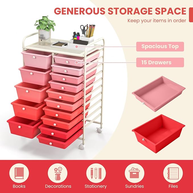 GOFLAME 15-Drawer Rolling Storage Cart, Utility Cart - Image 4