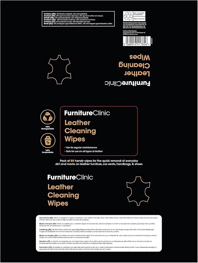 Furniture Clinic Leather Cleaning Wipes | 80 Count | Clean & Restore Leather & - Image 7