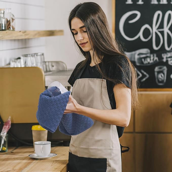 Fintale 100% Cotton Kitchen Towels and Dishcloths Set, 12 x 12 & 15 x 25 Inches - Image 4