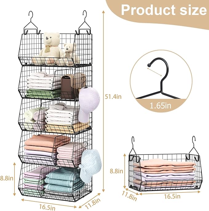 5 Tier Extra Large Closet Hanging Organizer - Image 2