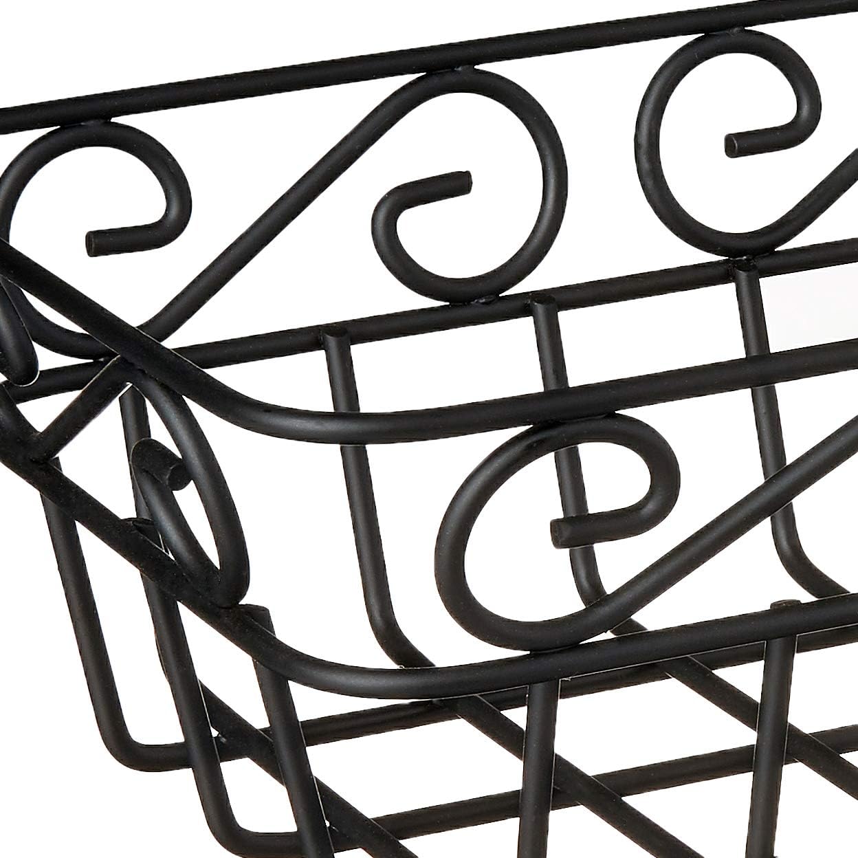 Spectrum Scroll Wire Bread Basket for Serving Breads Rolls Buns Snacks & Baked Foods, Decorative Metal Wire Dinner Roll Table Basket Kitchen Counter Organizer, Black