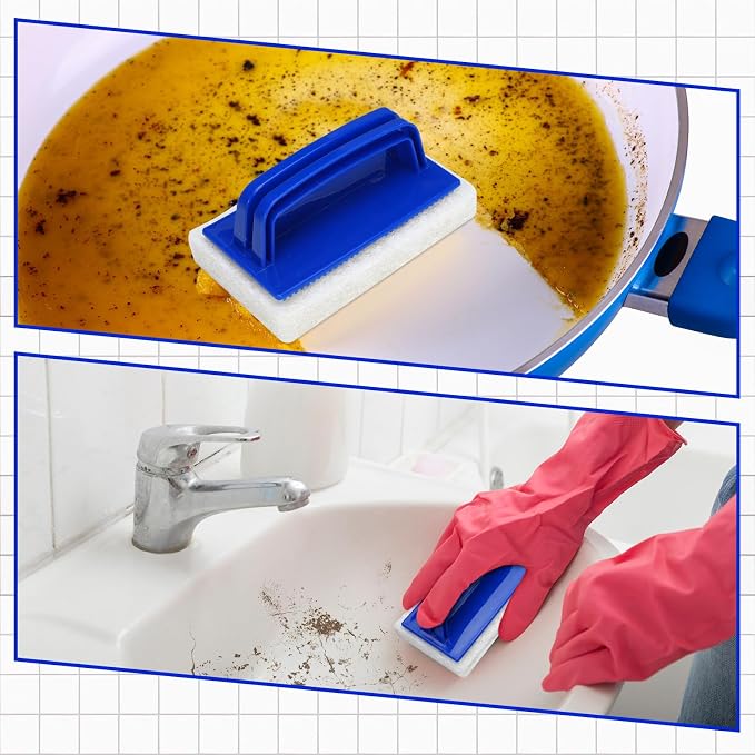 18 Pcs Handled Bath Scrubber Set, 15 Bathroom Scouring Pad 3 Bathtub Scrubber - Image 5