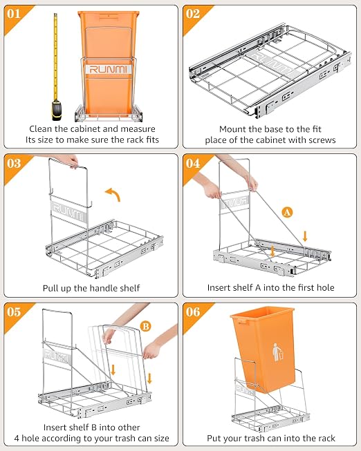 Pull Out Trash Can Under Cabinet，Heavy Duty Slide-Out Cabinet Kit, Adjustable - Image 7