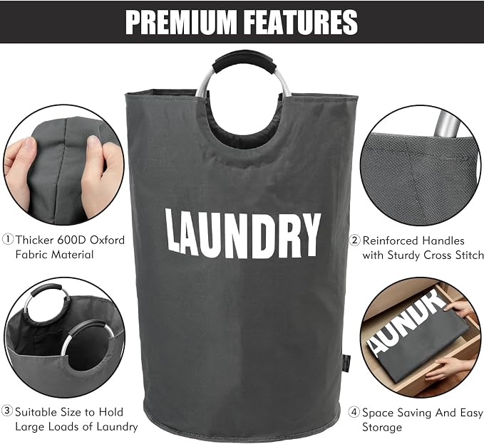 DOKEHOM 160L XX-Large Laundry Basket, Collapsible Laundry Bag, Foldable Laundry - Image 7
