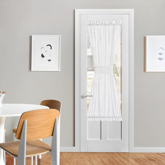 NICETOWN White Sheer Curtains for French Front Door, Short Curtains for Small by NICETOWN