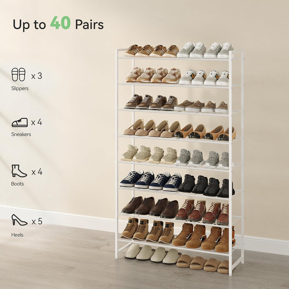 Nunsino Shoe Rack for Closet, Metal Shoe Organizer, 8 Tier Garage Shoe Rack M...