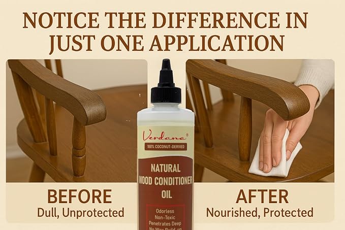 Verdana Natural Wood Conditioner Oil – 8 fl oz – Odorless, Non-Toxic Coconut - Image 5