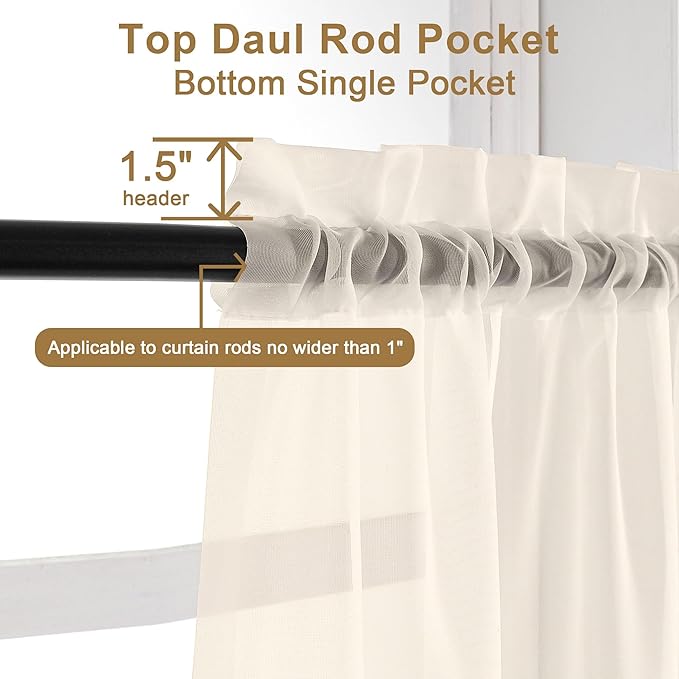 Chyhomenyc Sheer Cream Valances - Image 5