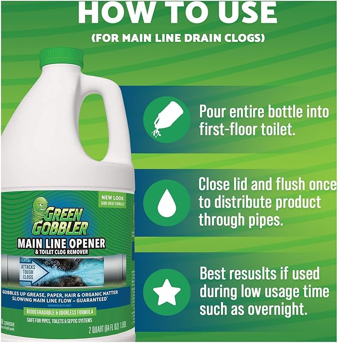 Green Gobbler Ultimate Main Drain Opener | Drain cleaner Hair Clog Remover | - Image 4