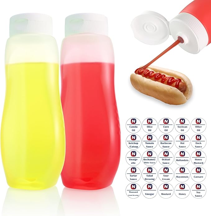 Condiment Squeeze Bottles for Ketchup Hot Sauce Liquids Oil by Nacxbwer