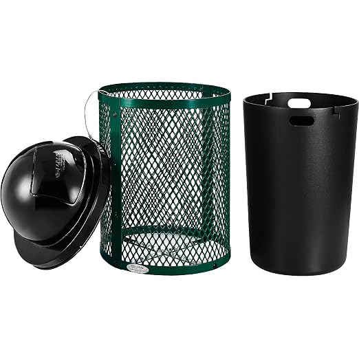 Global Industrial 36 Gallon Outdoor Steel Trash Can - Image 2