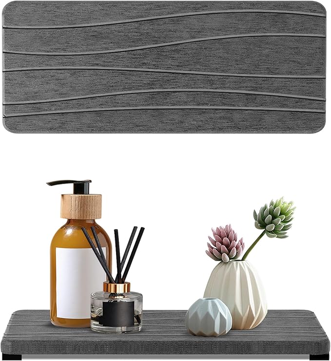 2PCS Water Absorbing Stone Tray, Fast Drying Stone Sink Tray, Water Absorbent by Unknown