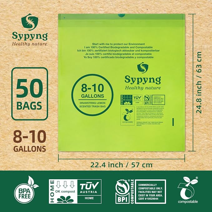 Compostable Kitchen Trash Bags 8-10 Gallon – Heavy-Duty, 1.1 Mil Thick - Image 3
