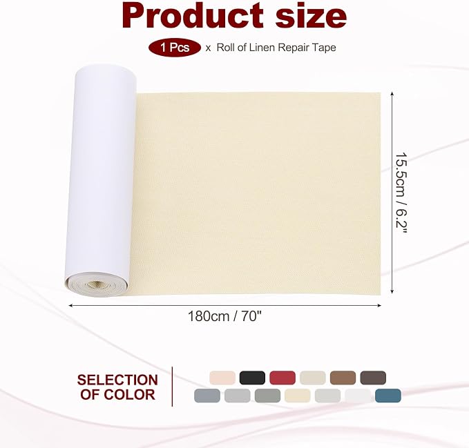PATIKIL 70x6.2 Inch Linen Repair Tape, Repair Fabric Patch Self Adhesive Couch - Image 2