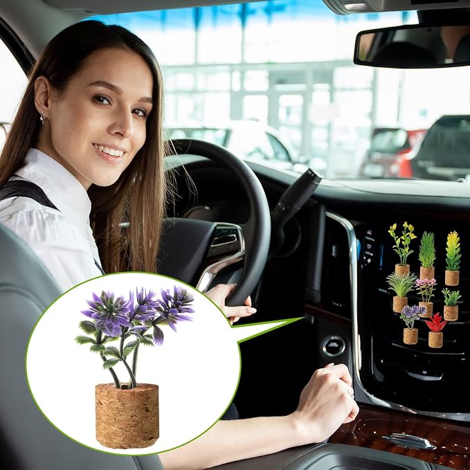 8 Pieces Artificial Plant Air Vent Clips Succulents - Image 7