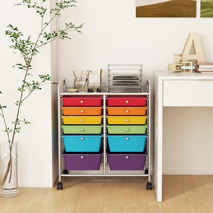 GOFLAME 12-Drawer Rolling Storage Cart, Mobile Utility Cart