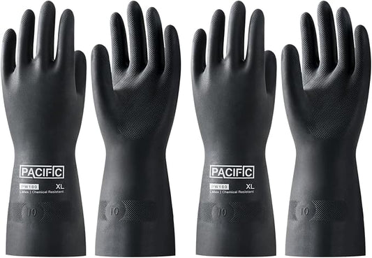 PACIFIC PPE 2 Pairs Chemical Resistant Gloves, Heavy Duty Industrial Rubber by PACIFICPPE