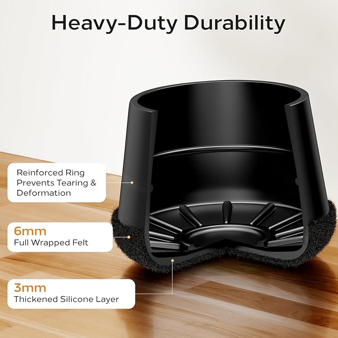 Meldel 24 PCS Silicone Chair Leg Floor Protectors Large Rubber Felt Furniture - Image 7