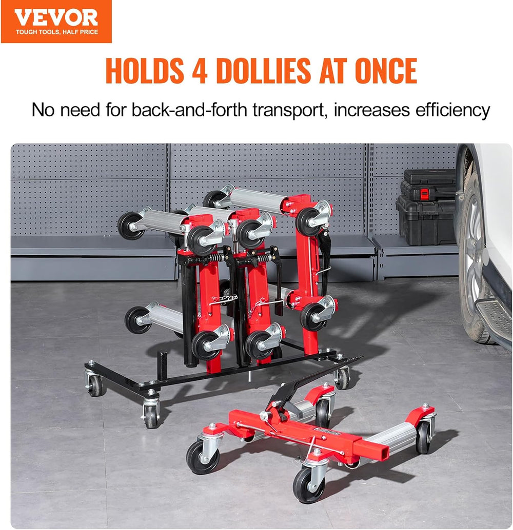 VEVOR Car Dolly Rack, Storage Rack with 360° Rotatable Wheels, Hydraulic Ratc...