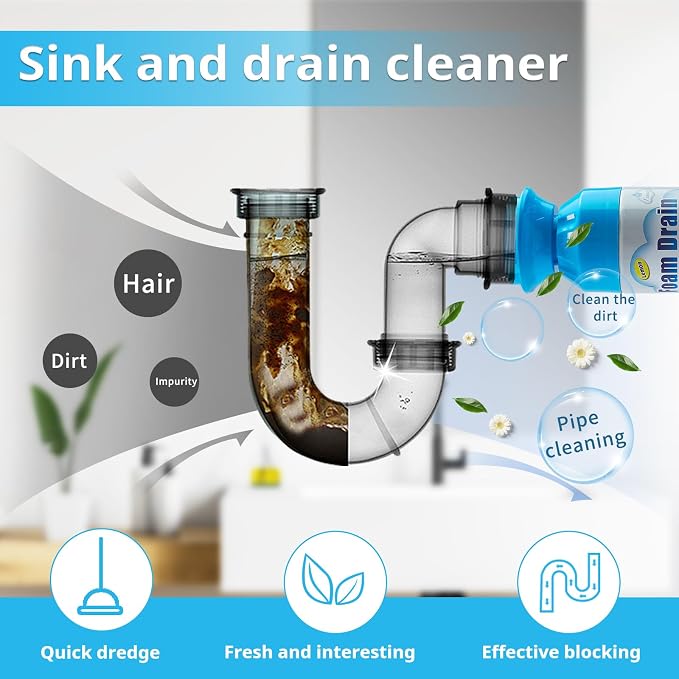 Drain Cleaner, Foaming Drain Cleaner and Deodorizer, Sink Cleaning Foam - Image 4