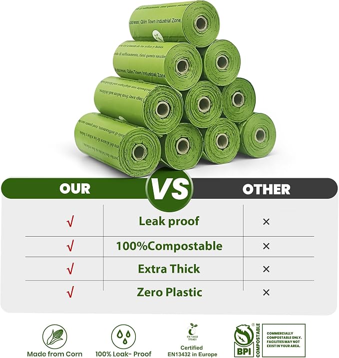 Certified Compostable Dog Poop Bags-270Bags 18Rolls, Poop Bags - Image 2
