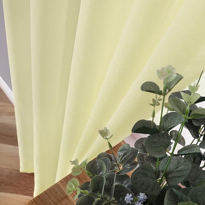 Tollpiz Sheer Curtains Linen Textured Bedroom Curtain Sheers Light Filtering - Image 3