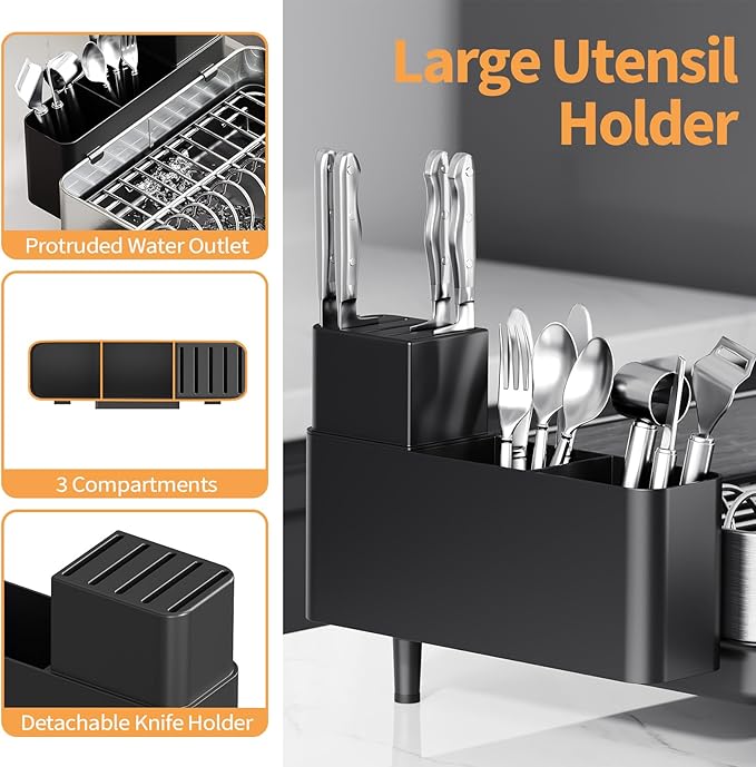 Expandable Dish Drying Rack for Kitchen Counter, 304 Stainless Steel Dish Rack - Image 6