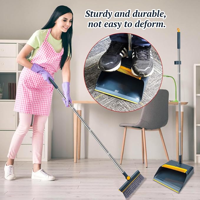Long-Handled Broom and Dustpan Set, Windproof Broom Combination, 180-degree - Image 7