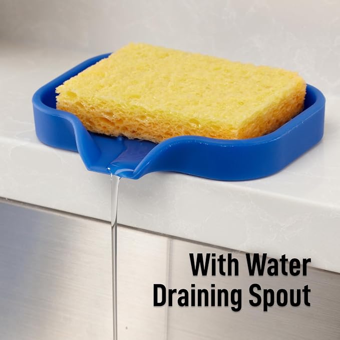 Zulay Kitchen Small Silicone Sponge Holder – Space-Saving Sink Organizer Tray - Image 8