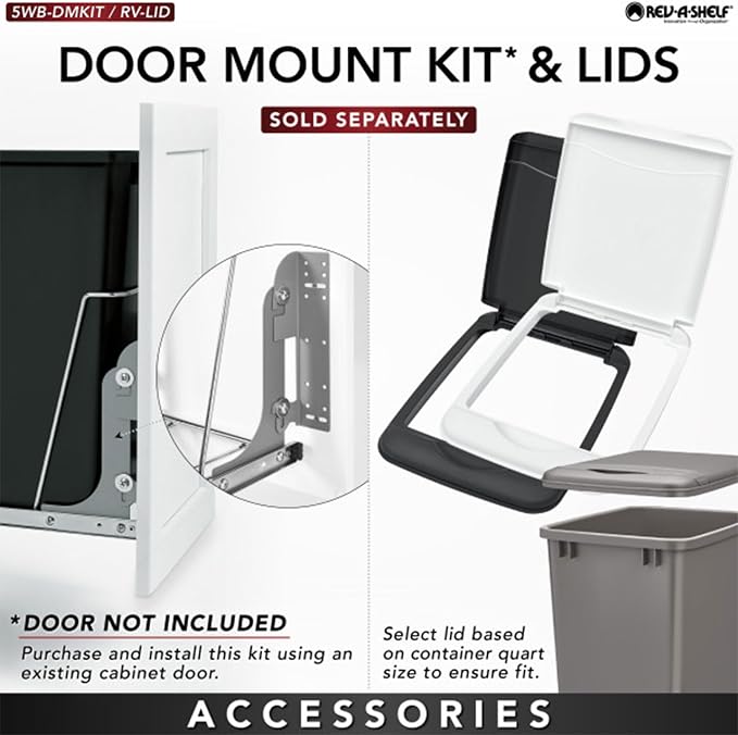 Rev-A-Shelf RV-12KD-18C S 35-Quart Chrome Wire Bottom Mount Pullout Kitchen - Image 7