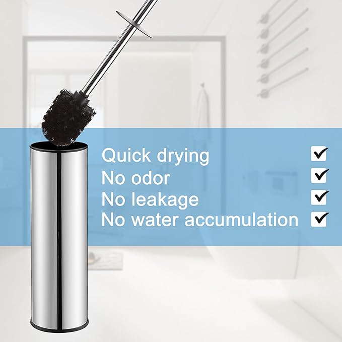 BGL Chrome Toilet Brush and Holder, Stainless Steel Toilet Brushes - Image 4