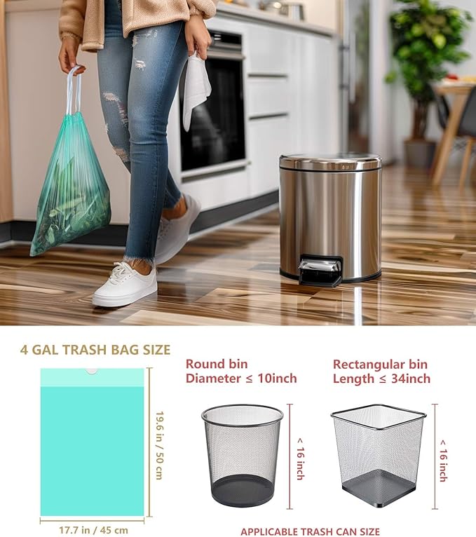 AYOTEE Compostable Trash Bags 4 Gallon Drawstring Trash Bags - Image 3