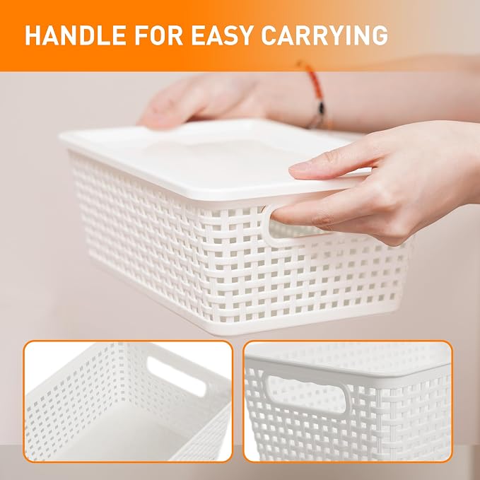 Plastic Storage Baskets With Lid, Storage Bins - Image 4