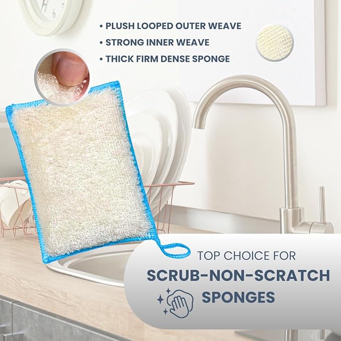 Whiffkitch Bamboo Fiber Kitchen Sponges – Washable Multicolor Non Scratch Dish - Image 3