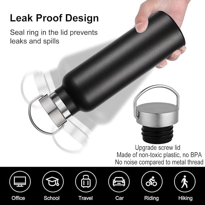 Neihepal 20 oz Insulated Water Bottles Bulk 4 Pack, Stainless Steel Double Wall - Image 4