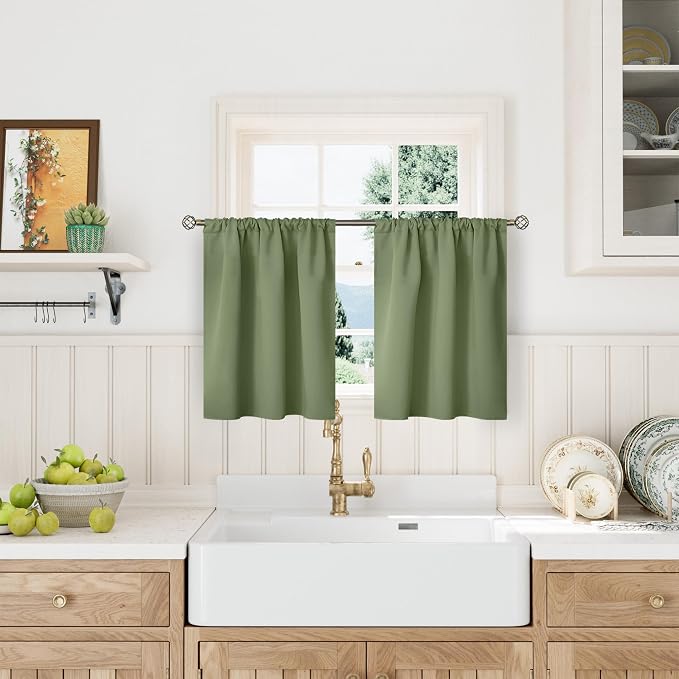 BGment Olive Green Blackout Curtains 36 Inches Long - Image 2