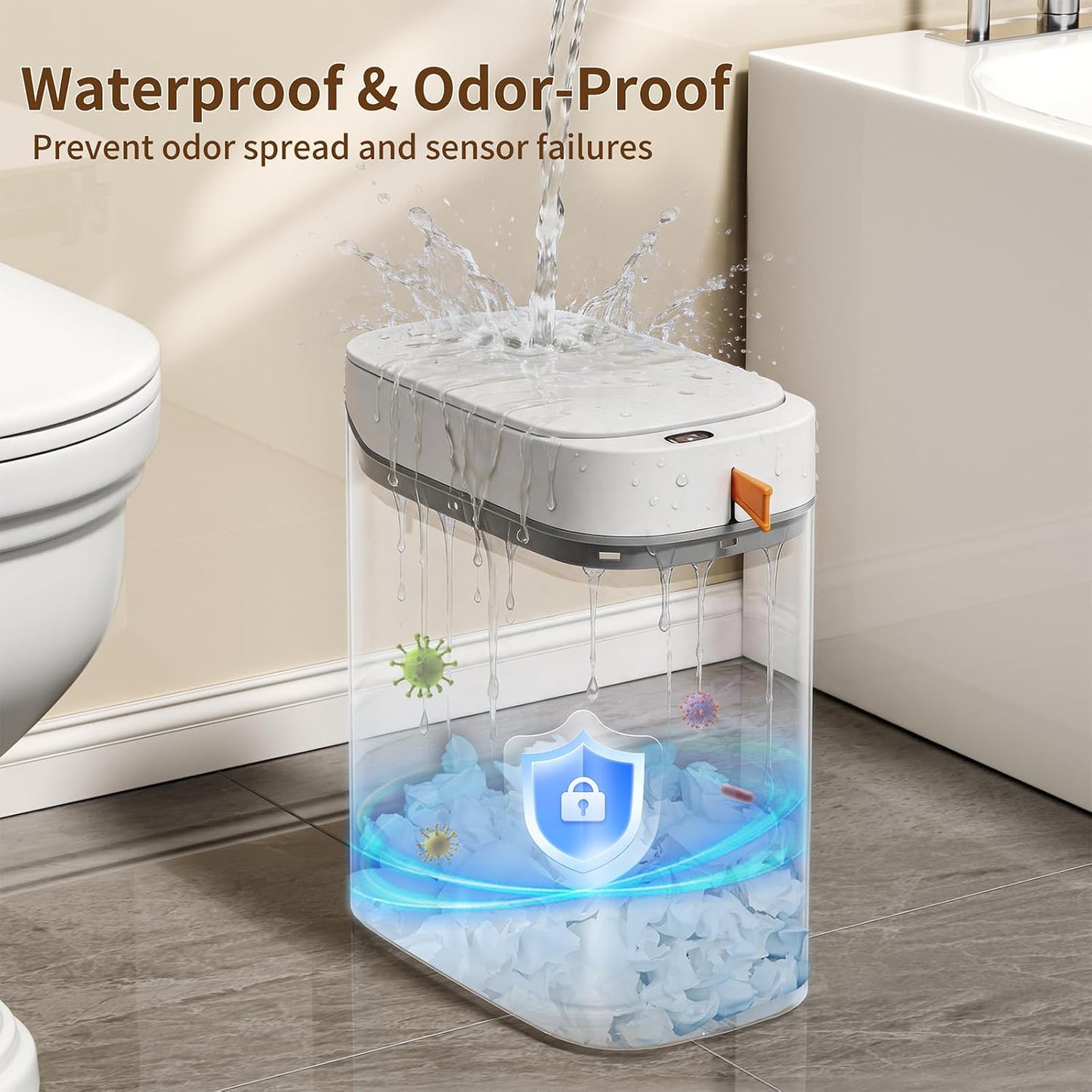 3.5 Gallon Automatic Bathroom Trash Can with Lid, Small Slim Smart Motion Sensor Garbage Bin with Auto Bag Suction & One-Pull Self Sealing, Touchless Waste Basket for Bedroom, Office, Kitchen, Rv