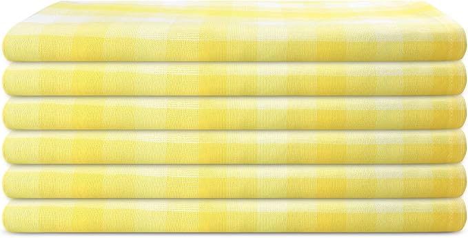 Kitchen Towels Set of 6 Yellow/White Checks 20x30 Inches 100% Cotton Highly - Image 2