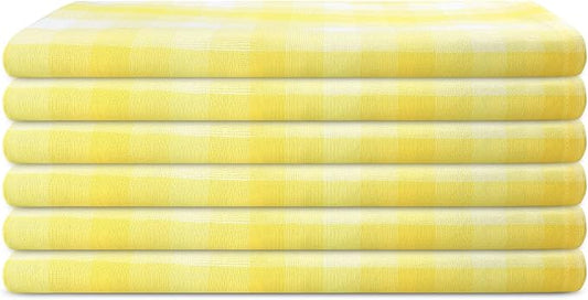 Kitchen Towels Set of 6 Yellow/White Checks 20x30 Inches 100% Cotton Highly - Image 2
