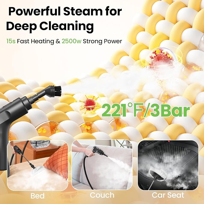 Handheld Steam Cleaner for Home, 2500W High Pressure Steam Cleaner for Car - Image 3