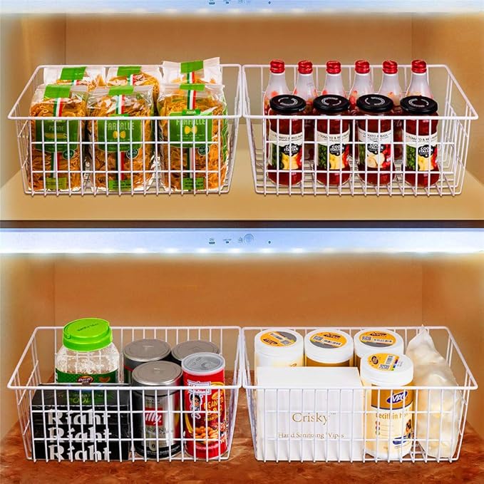 SANNO Freezer Baskets Wire Storage Baskets Closet Storage Baskets Bins - Image 2