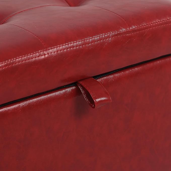 Adeco Faux Leather Storage Ottoman - Image 6