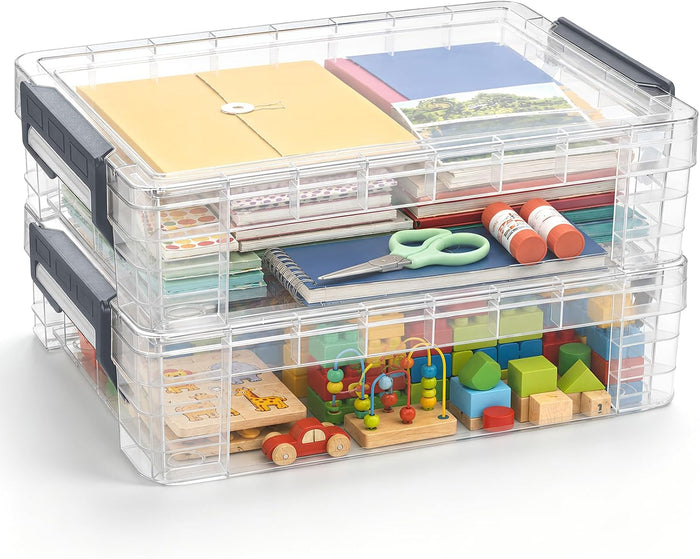 Sooez 2 Pack Large Storage Bins with Lids, Clear Plastic Storage Containers
