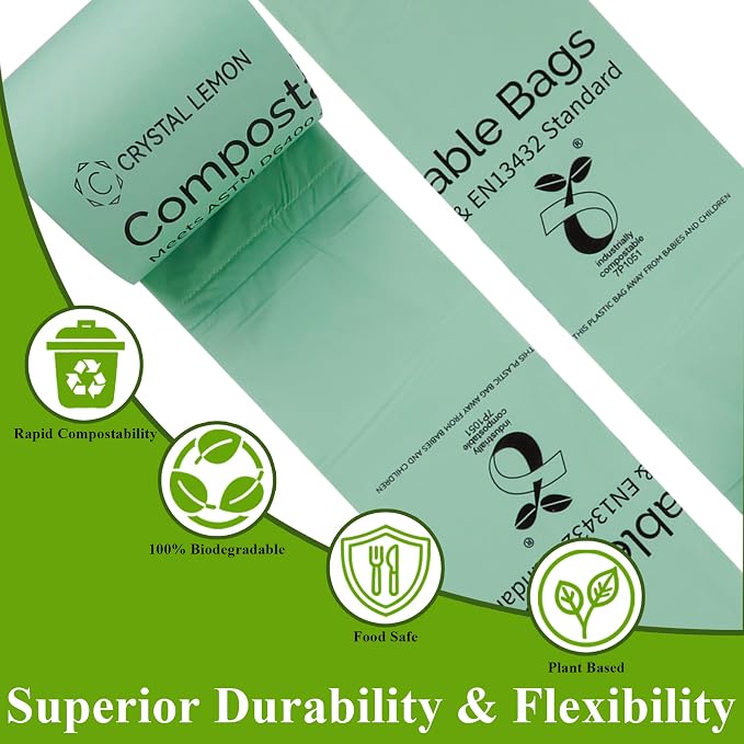 Crystal Lemon 30-Count Biodegradable 6 Gallon Bags, Heavy Duty and Unscented – - Image 5