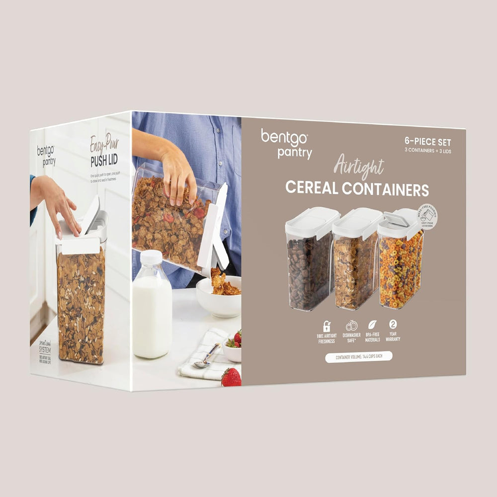 Bentgo Pantry - 6-Piece Airtight Cereal Containers, Easy Push & Pour Lid,...
