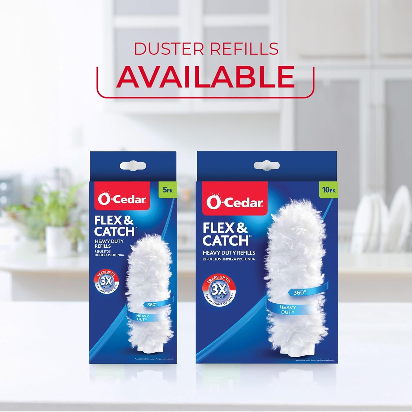 O-Cedar Flex & Catch Heavy Duty Dusting Kit with 3 Disposable Duster Refills | New & Improved Model | Extendable 3 Ft Handle with Stay-On Duster Hook | Traps 3X More Dust Than Feather Dusters